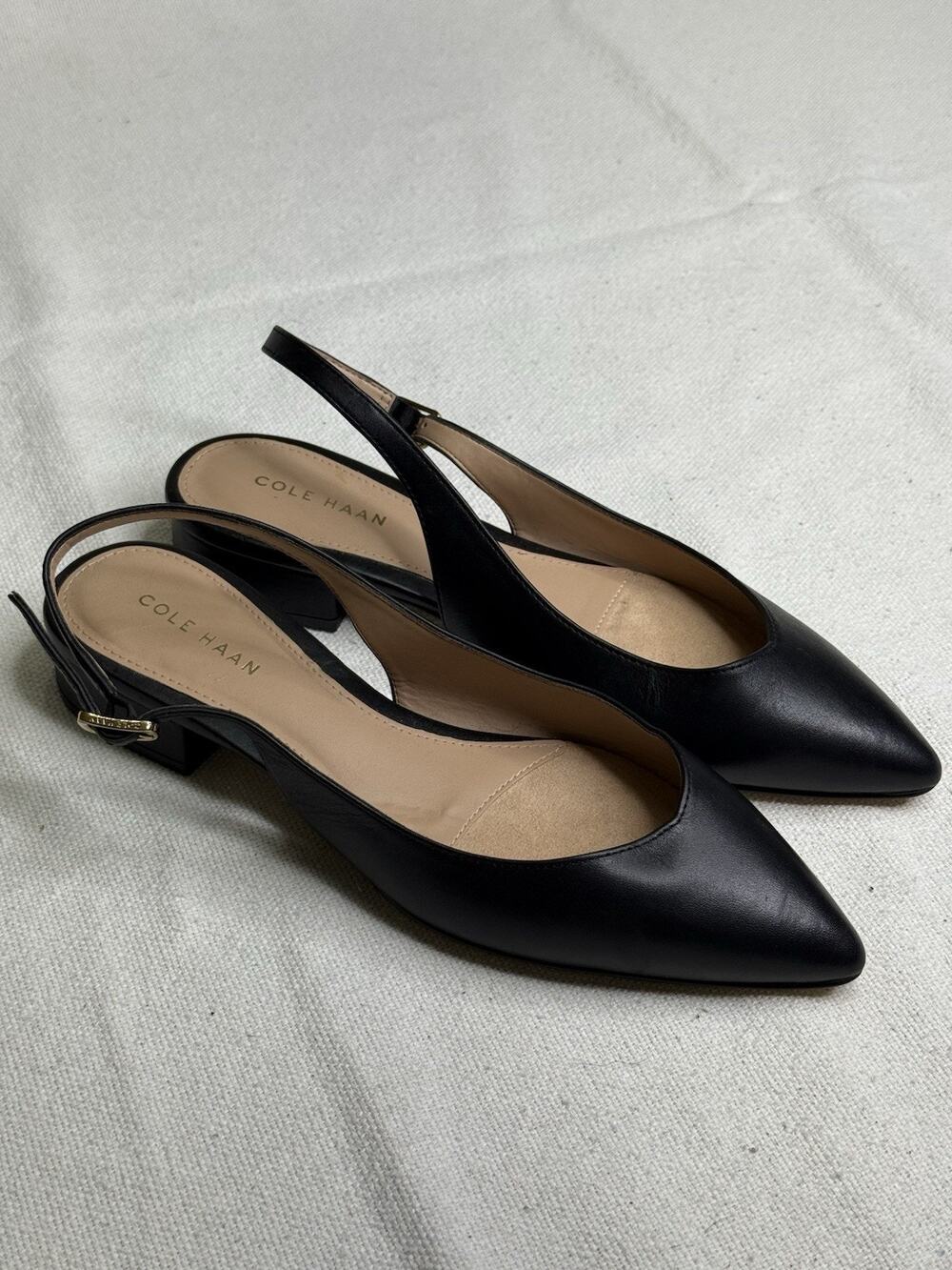 Cole Haan Mazie Slingback Flats Women Size 7.5 B Black—Excellent Condition!